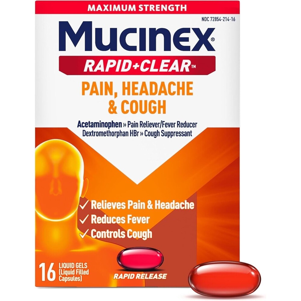 4 Mucinex Rapid Clear Maximum Strength Cold Medicine & Expectorant Fever Pain